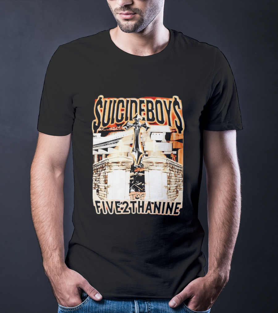 SUICIDEBOYS The Five2thanine Gothic Cross Block Letters T-Shirt