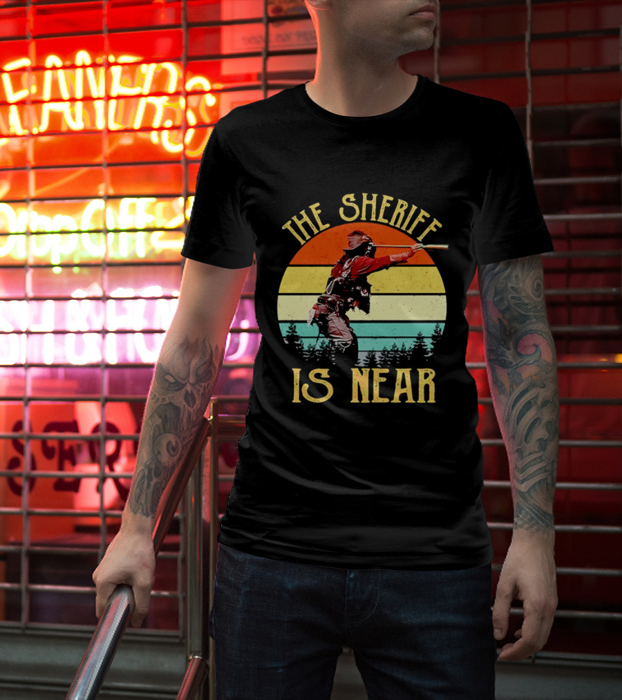 The Sheriff Is Near Western Cowboy Retro Sunset T-Shirt