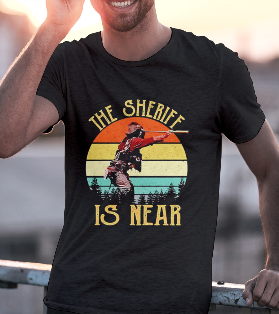 The Sheriff Is Near Western Cowboy Retro Sunset T-Shirt