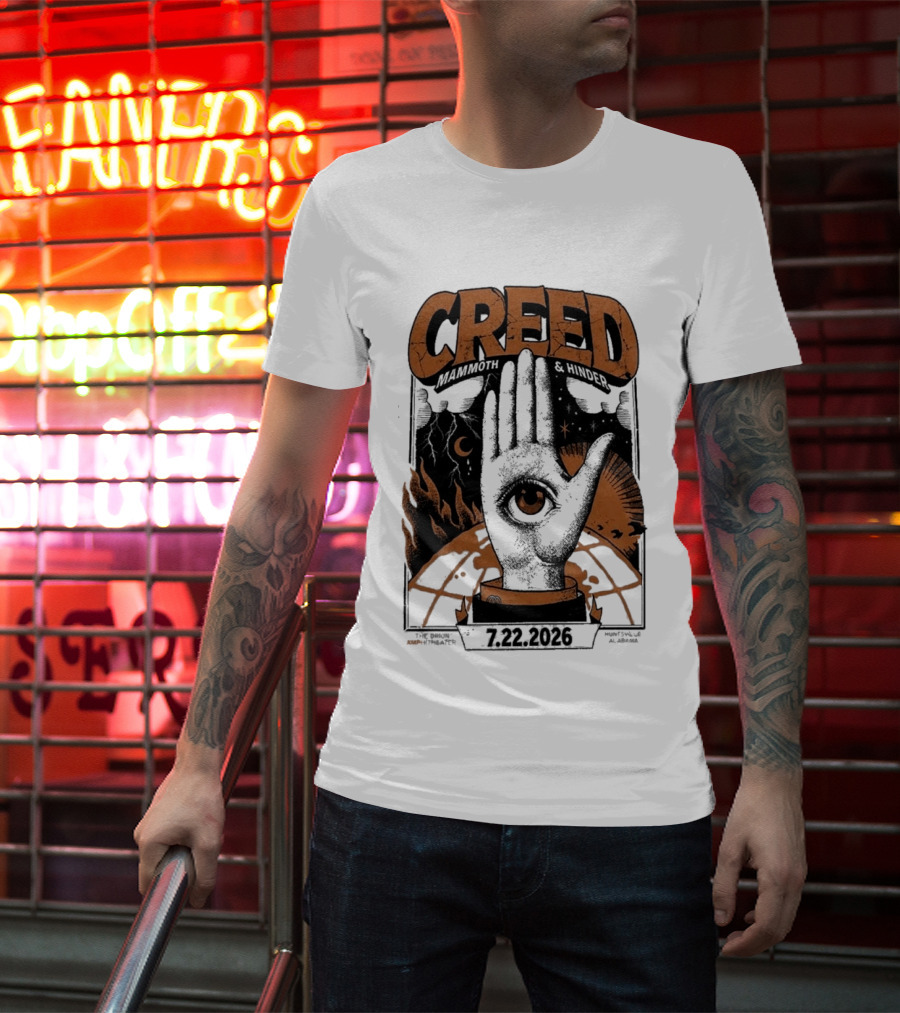 Creed Huntsville Alabama 2026 Event Orion Amphitheater July 22 Eye In Hand T-Shirt