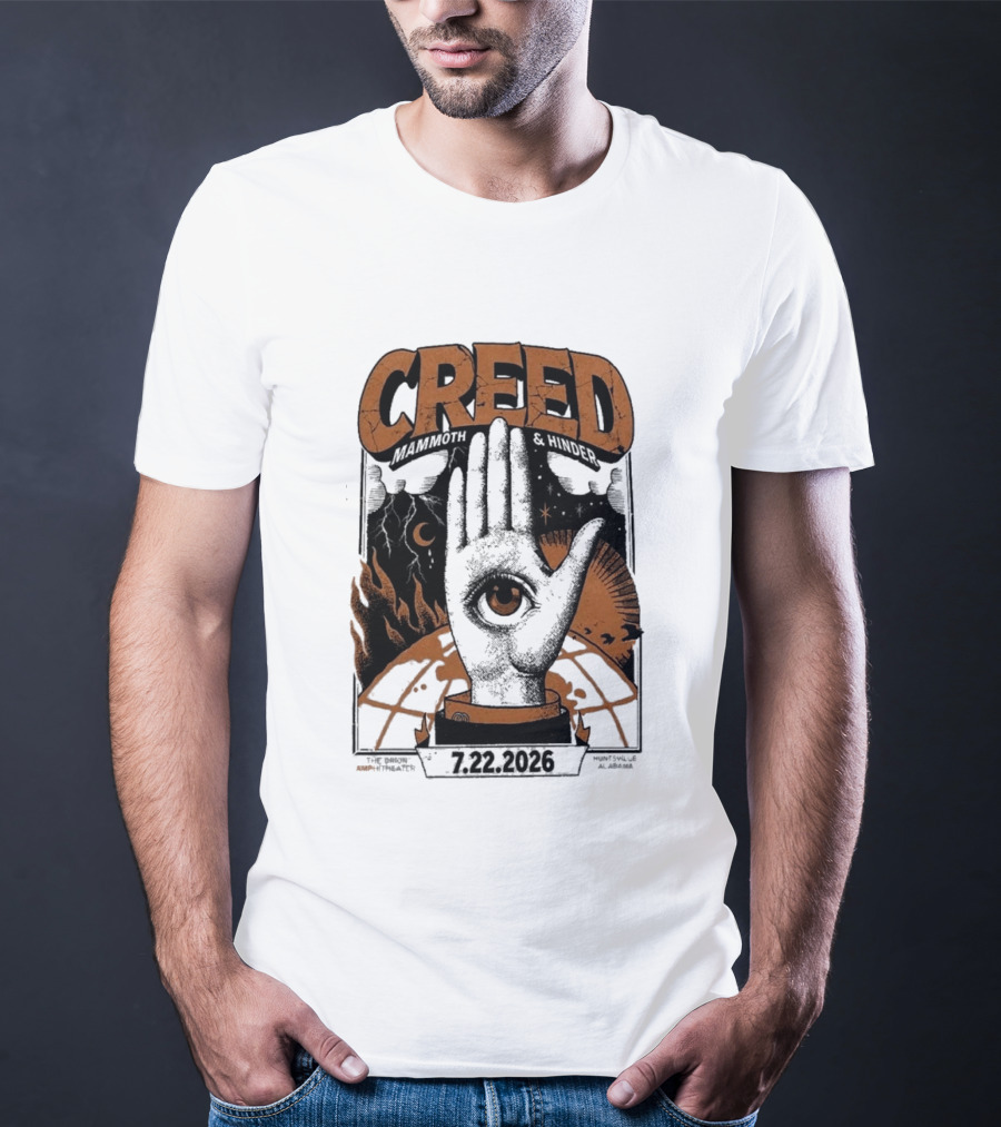 Creed Huntsville Alabama 2026 Event Orion Amphitheater July 22 Eye In Hand T-Shirt
