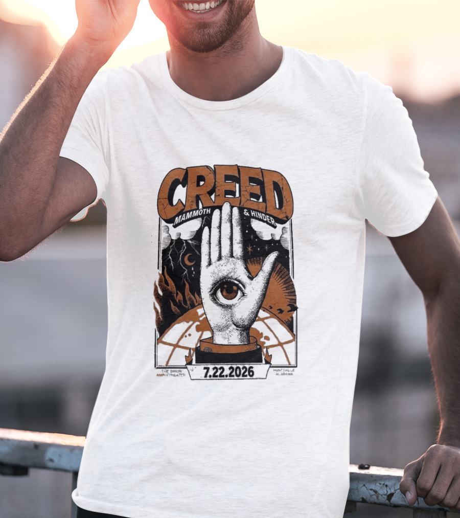 Creed Huntsville Alabama 2026 Event Orion Amphitheater July 22 Eye In Hand T-Shirt