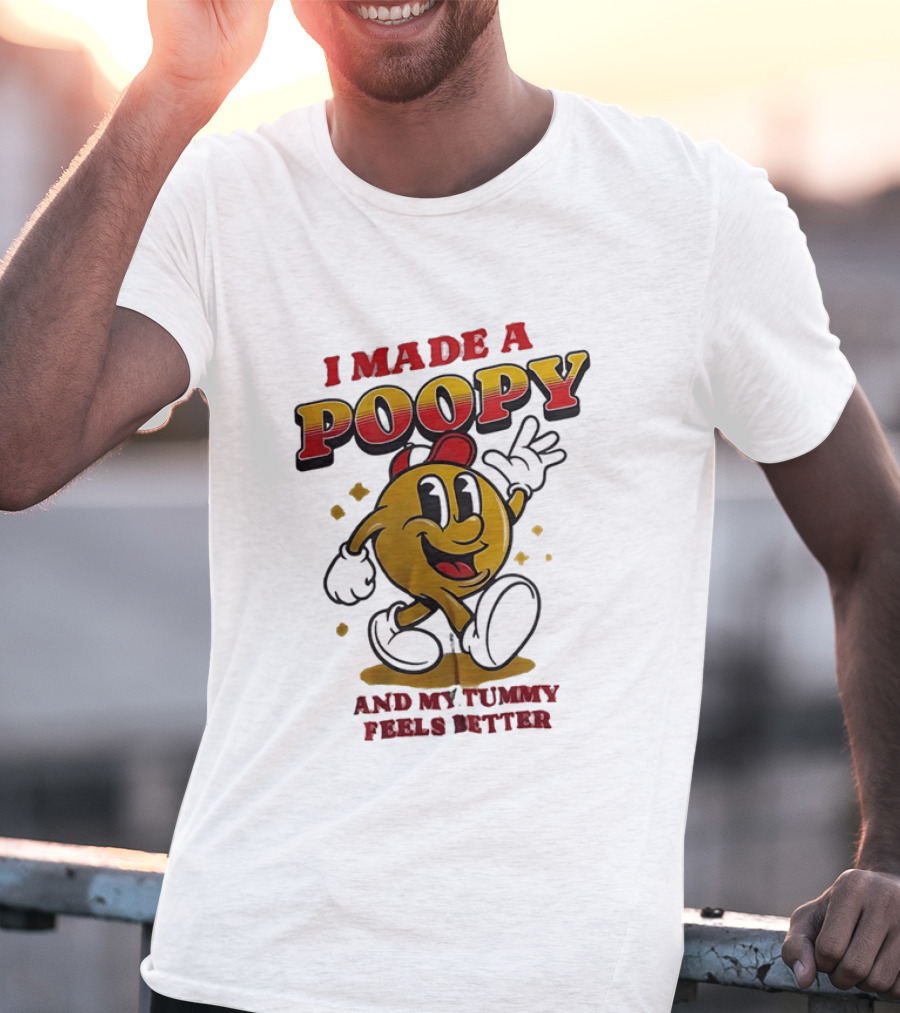 I Made A Poopy And My Tummy Feels Better Retro Cartoon T-Shirt