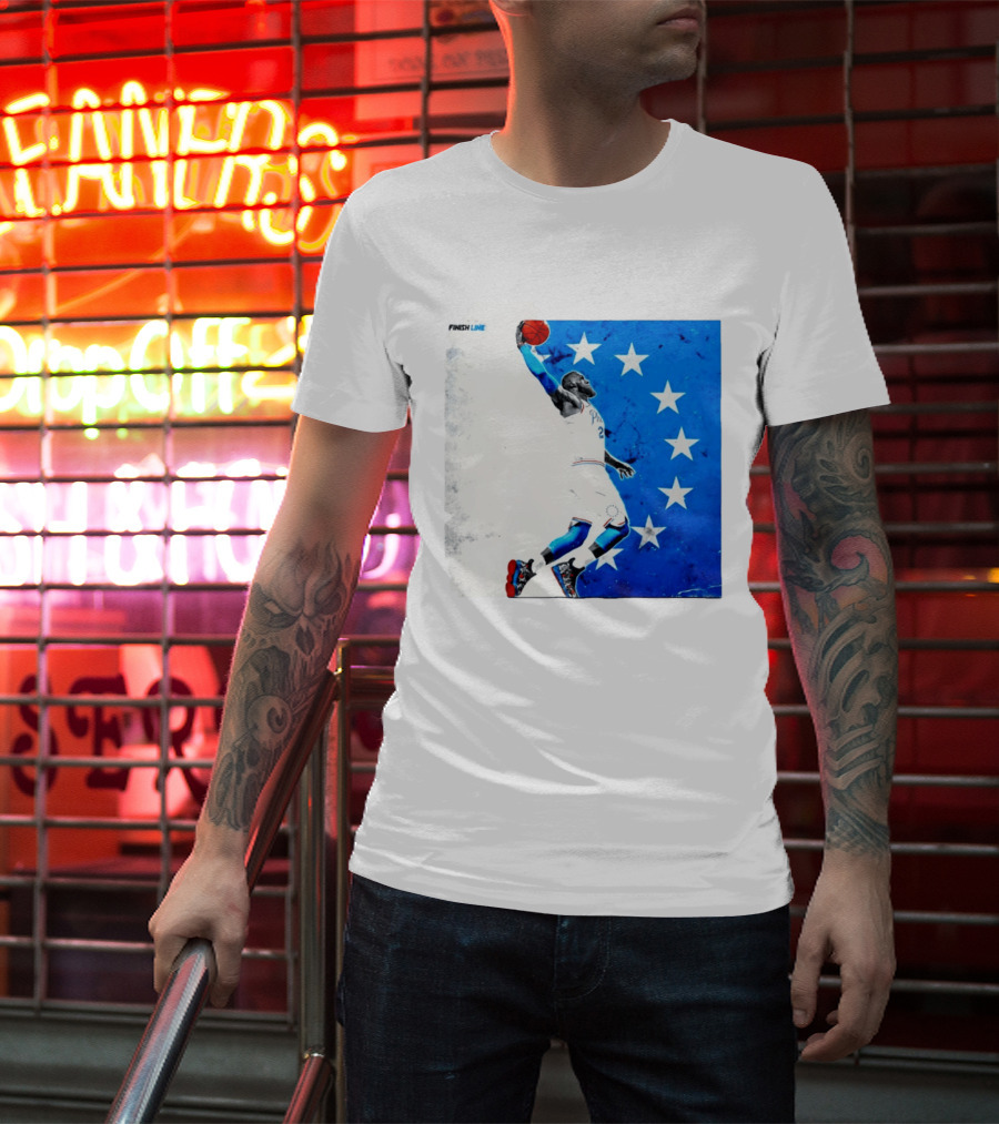 LeBron James Philadelphia 76ers Finish Line Stars Basketball Dunk T-Shirt