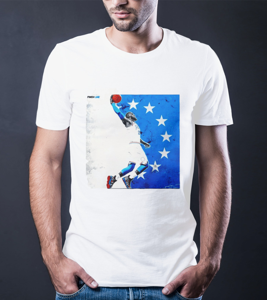 LeBron James Philadelphia 76ers Finish Line Stars Basketball Dunk T-Shirt