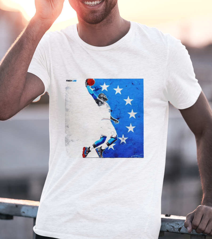 LeBron James Philadelphia 76ers Finish Line Stars Basketball Dunk T-Shirt