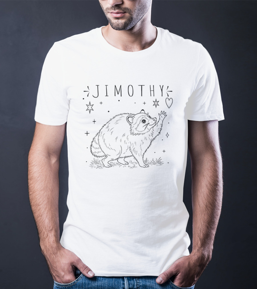 Jimothy Raccoon Reaching For Celestial Stars And Heart T-Shirt