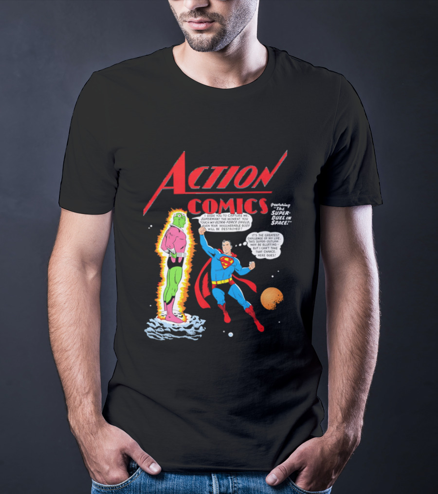 Action Comics Superman I Dare You To Capture Me Super Duel In Space T-Shirt