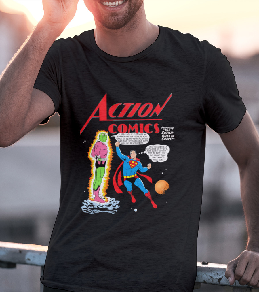 Action Comics Superman I Dare You To Capture Me Super Duel In Space T-Shirt