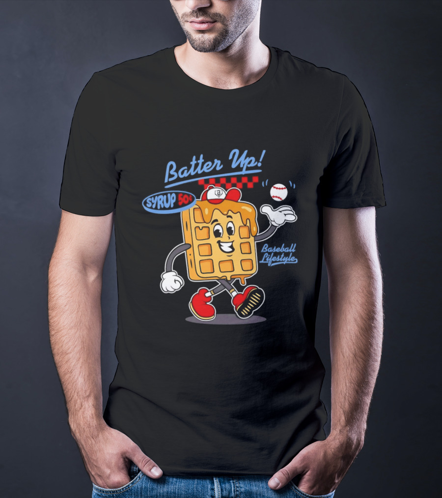 Batter Up Syrup Baseball Waffle Fun Sports Lifestyle T-Shirt