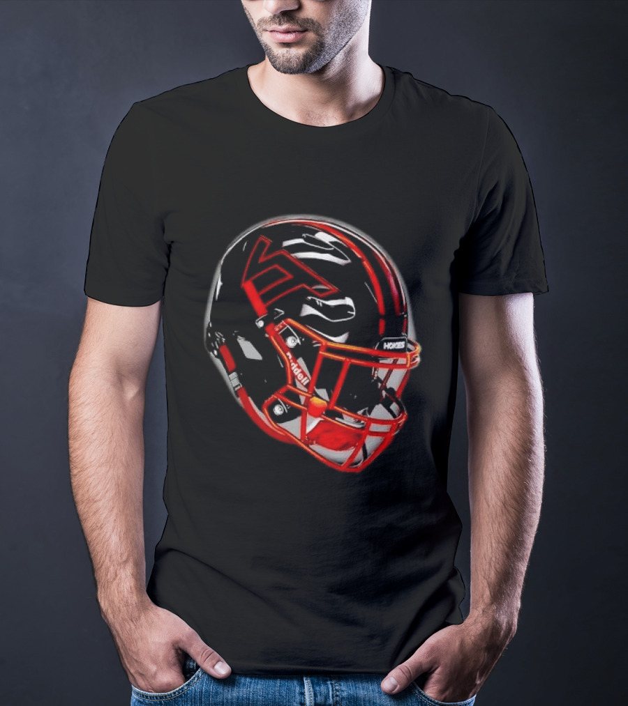 VT Hokies Black Orange Football Helmet Performance Sports Gear T-Shirt