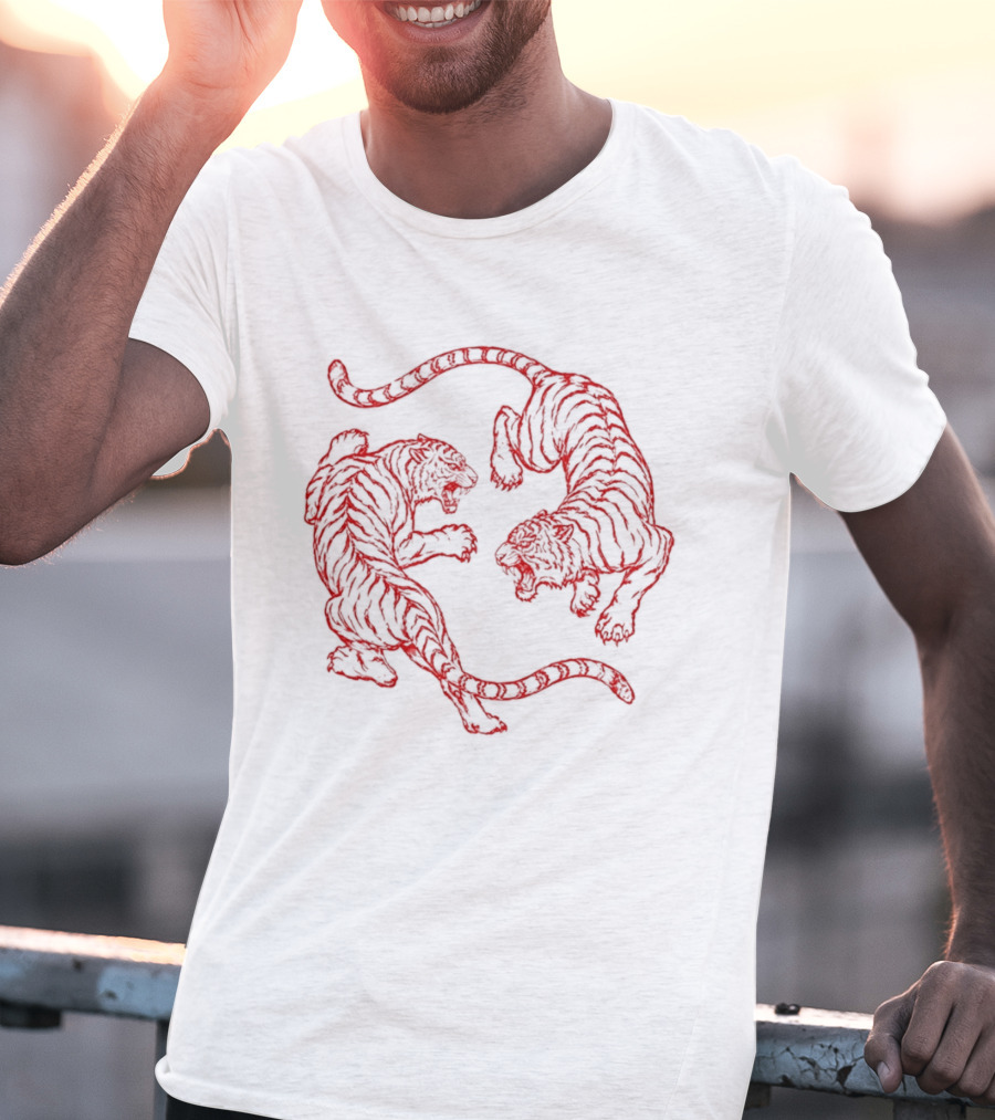Japanese Fighting Tigers Tiger Red Duel T-Shirt