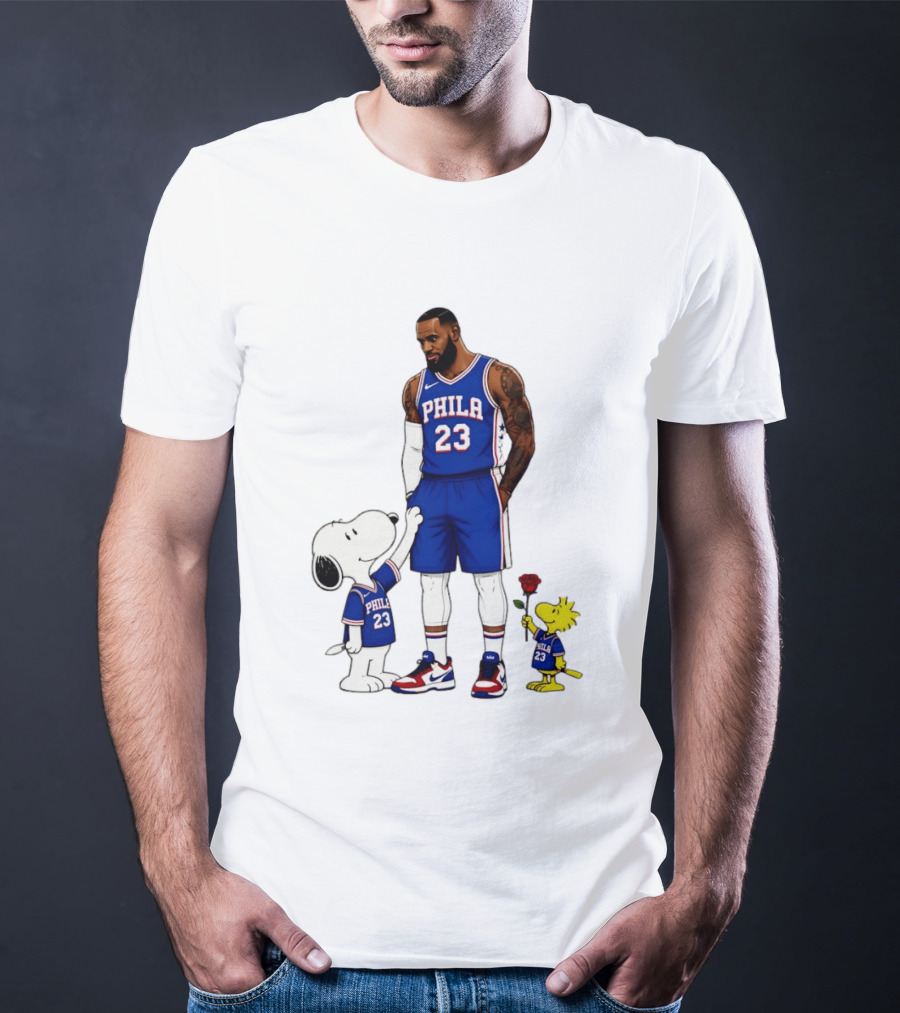 Philadelphia 76ers LeBron James With Snoopy And Woodstock 2026 T-Shirt