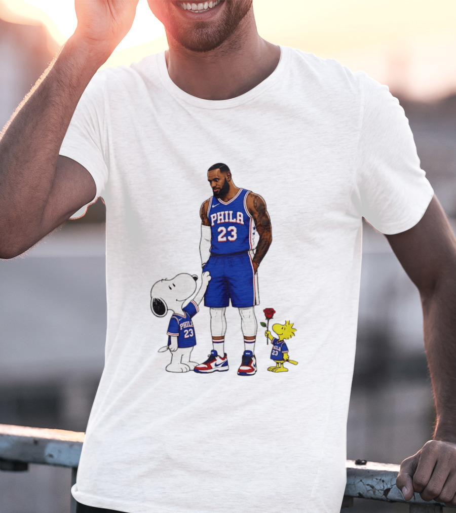 Philadelphia 76ers LeBron James With Snoopy And Woodstock 2026 T-Shirt