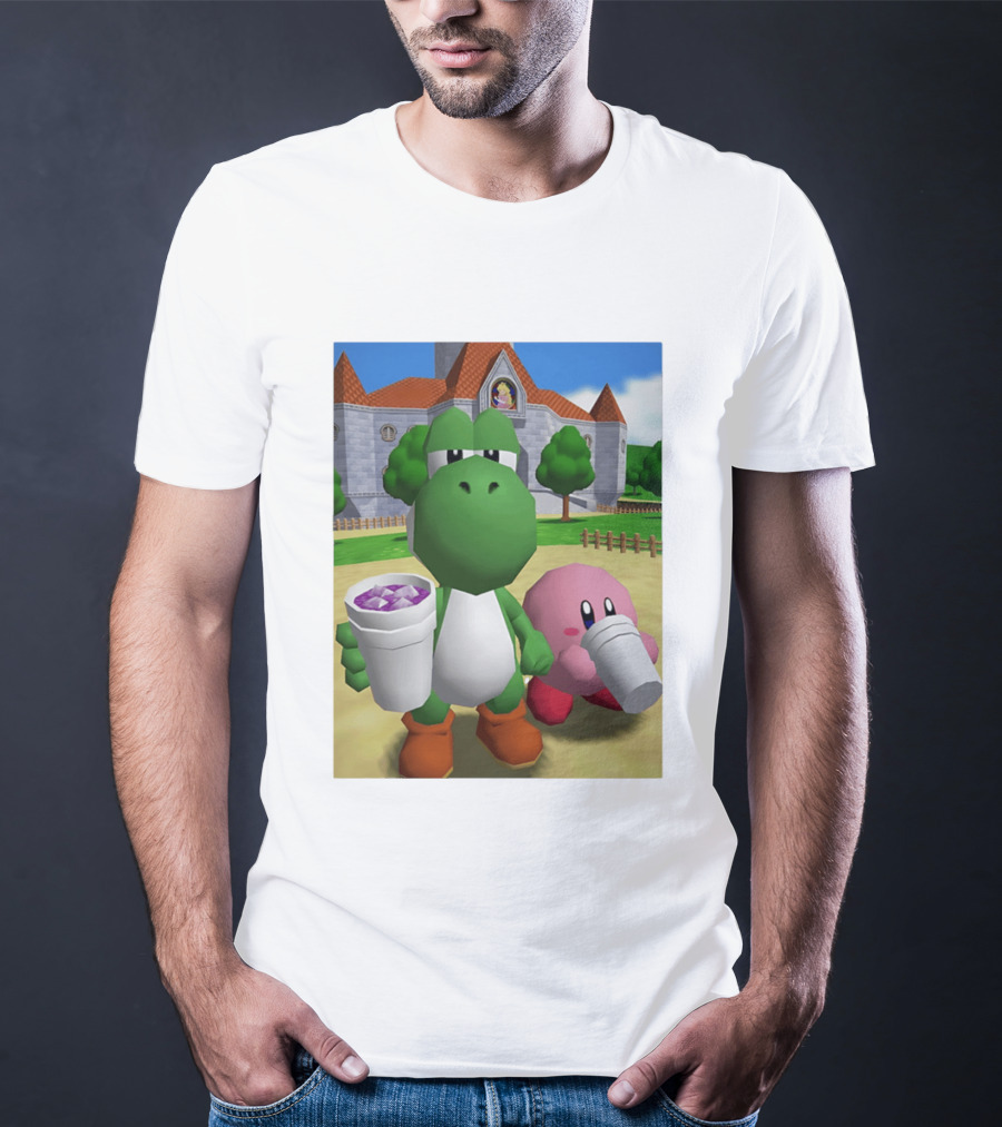 Yoshi Kirby Lean Purple Drink Castle Scene T-Shirt