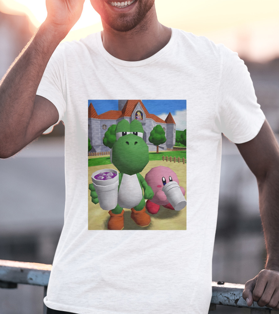 Yoshi Kirby Lean Purple Drink Castle Scene T-Shirt