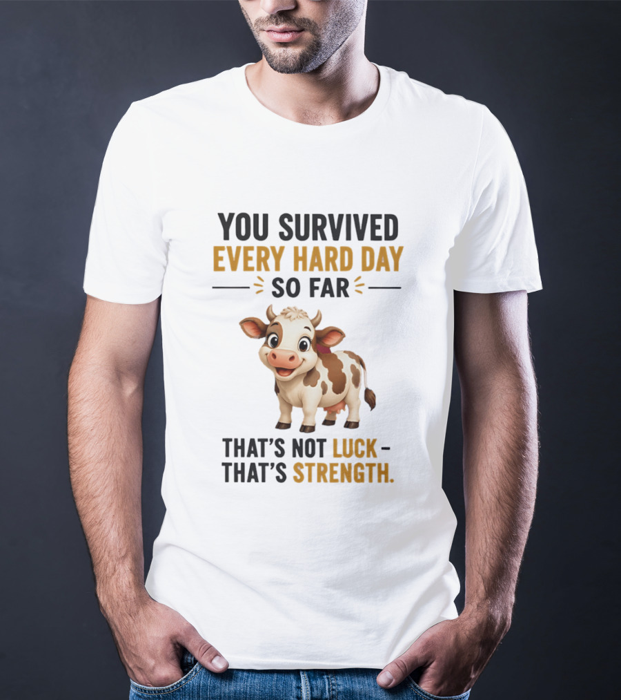 You Survived Every Hard Day So Far That's Not Luck That's Strength Cow T-Shirt