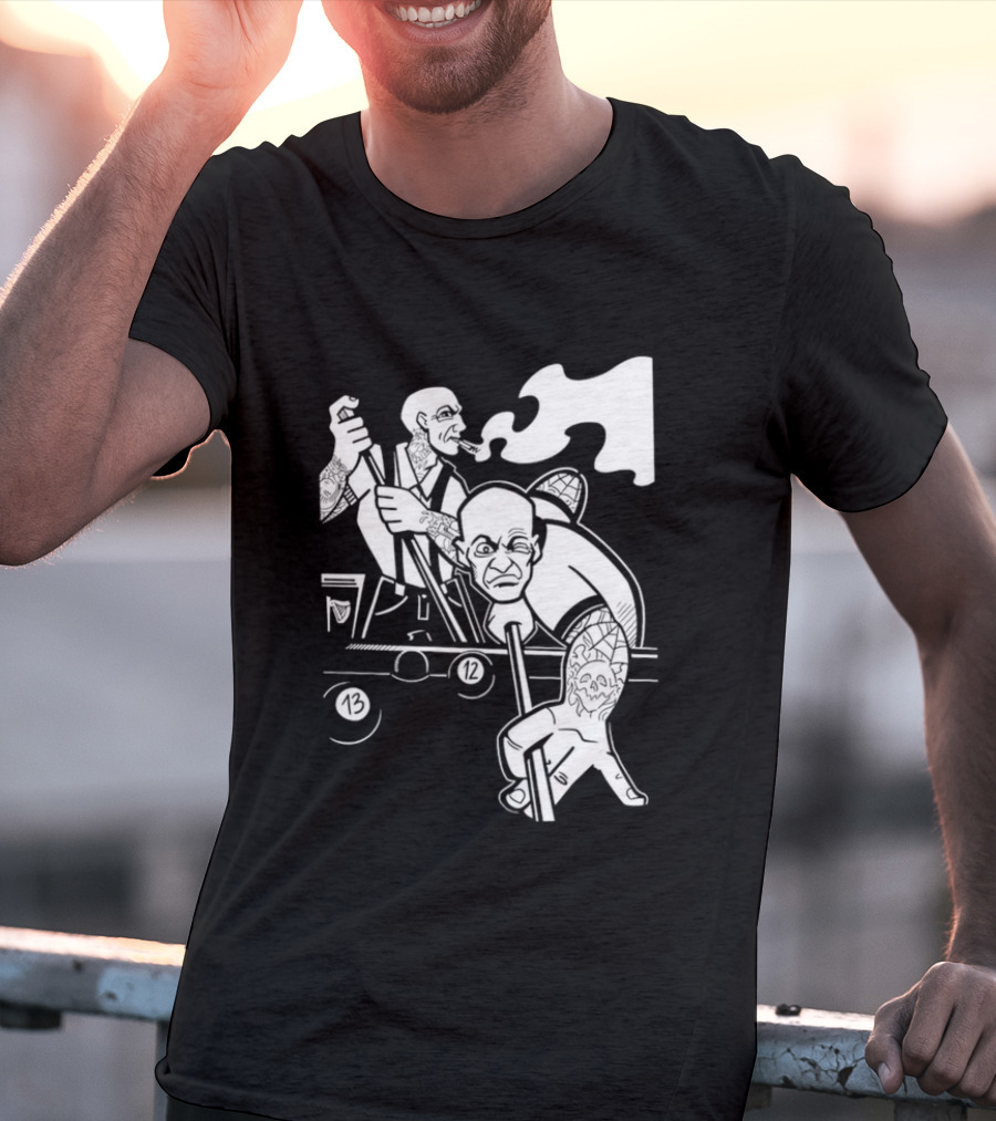 13 12 Tattooed Billiard Players Smoking Pool Game T-Shirt