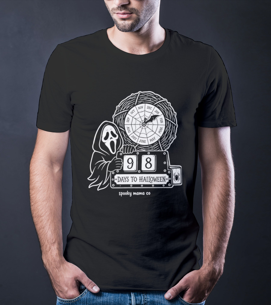 Halloween Countdown 98 Days Ghostface Horror Calendar Spooky Mama Co T-Shirt