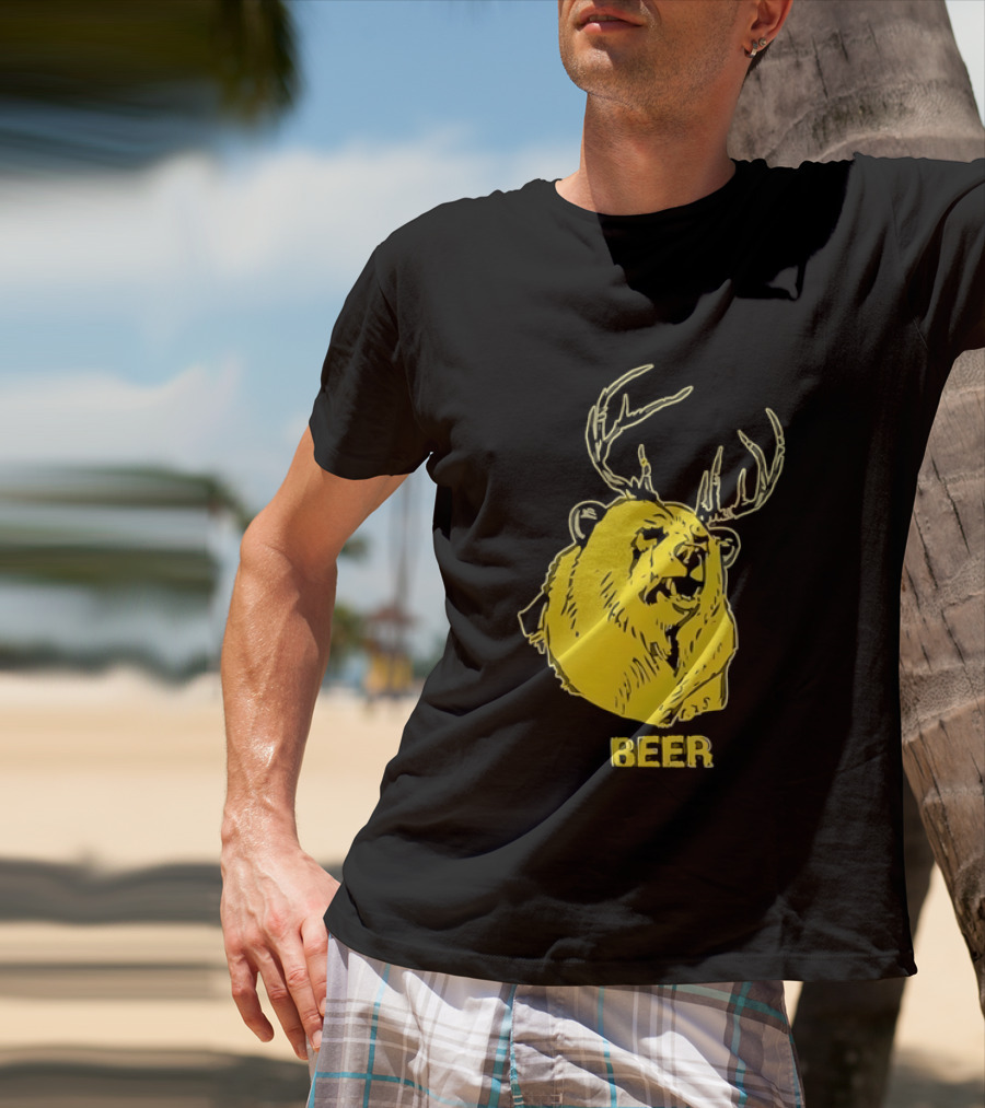 Beer Antlered Bear T-Shirt