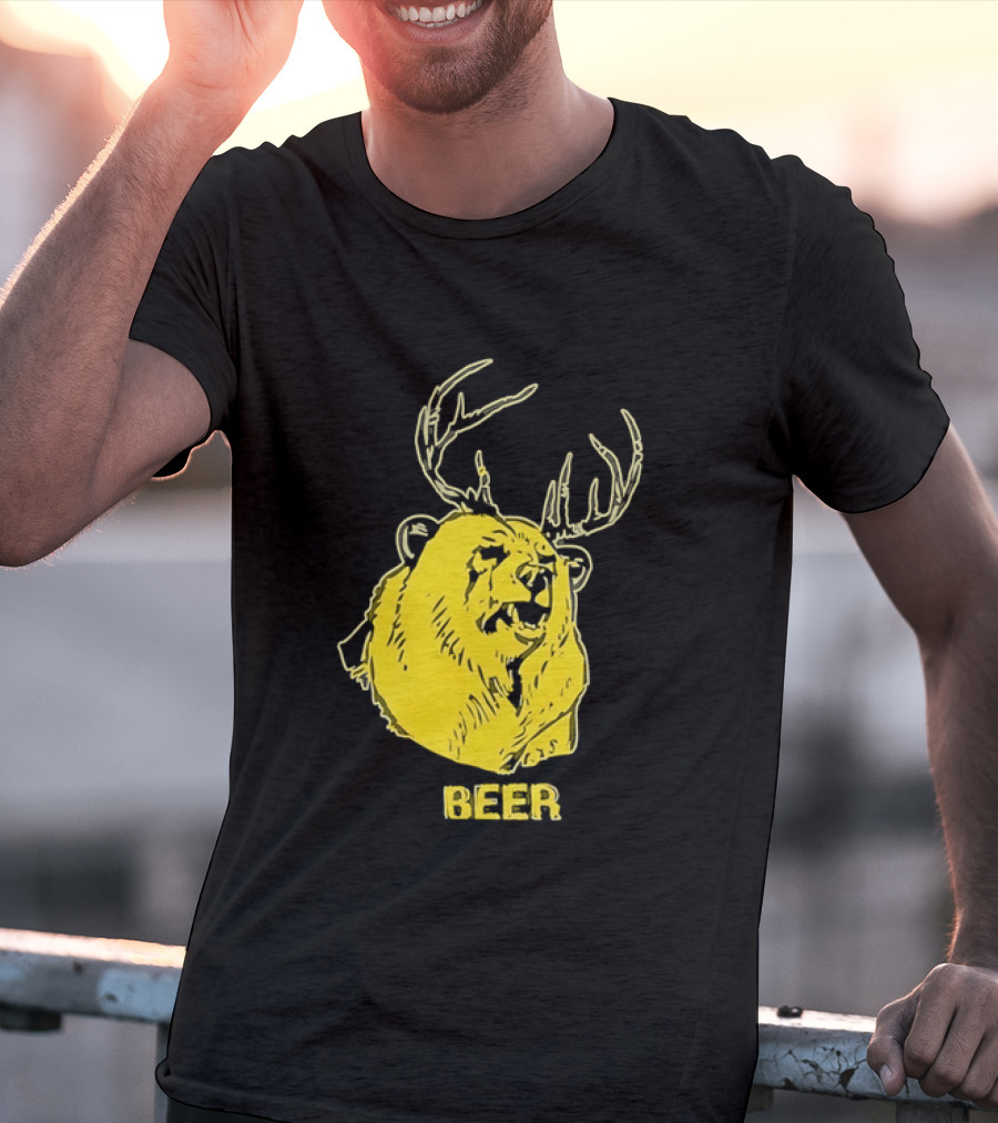 Beer Antlered Bear T-Shirt