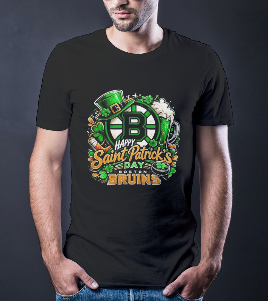 Boston Bruins St. Patrick's Day 2026 Celebration Hockey Team Florals T-Shirt