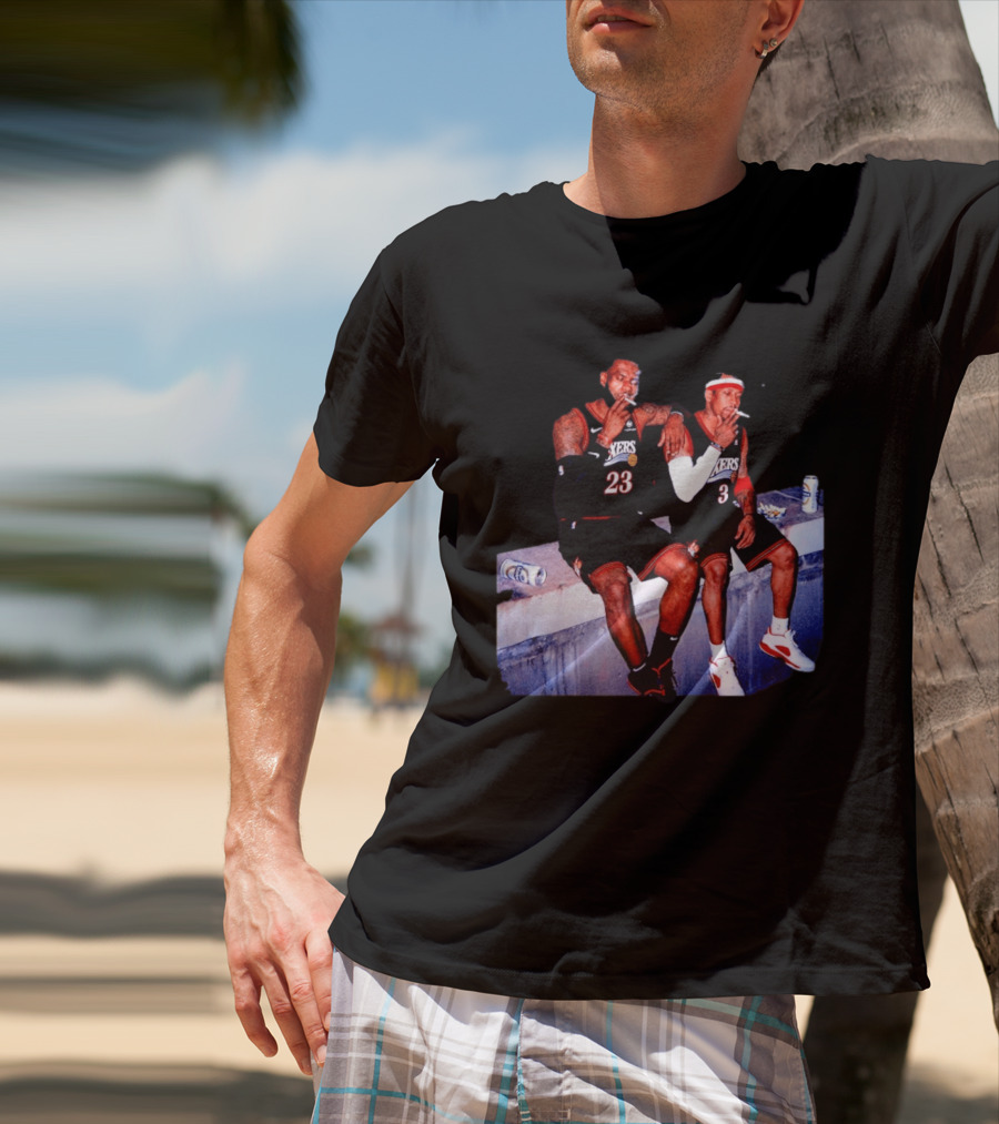LeBron James Allen Iverson Smoking Philadelphia 76ers Skyline T-Shirt