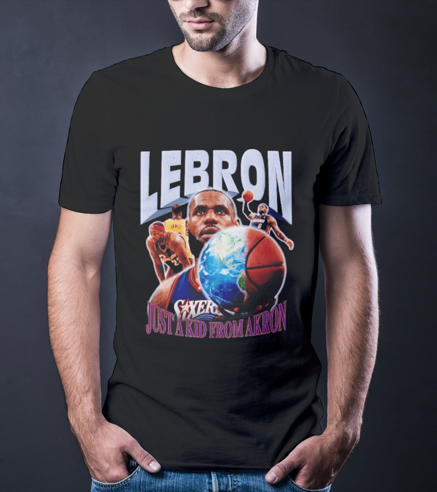 LeBron James Just A Kid From Akron Philadelphia 76ers T-Shirt