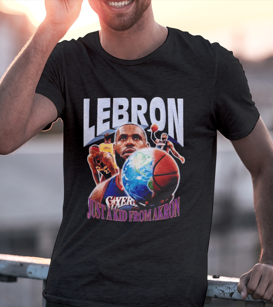 LeBron James Just A Kid From Akron Philadelphia 76ers T-Shirt