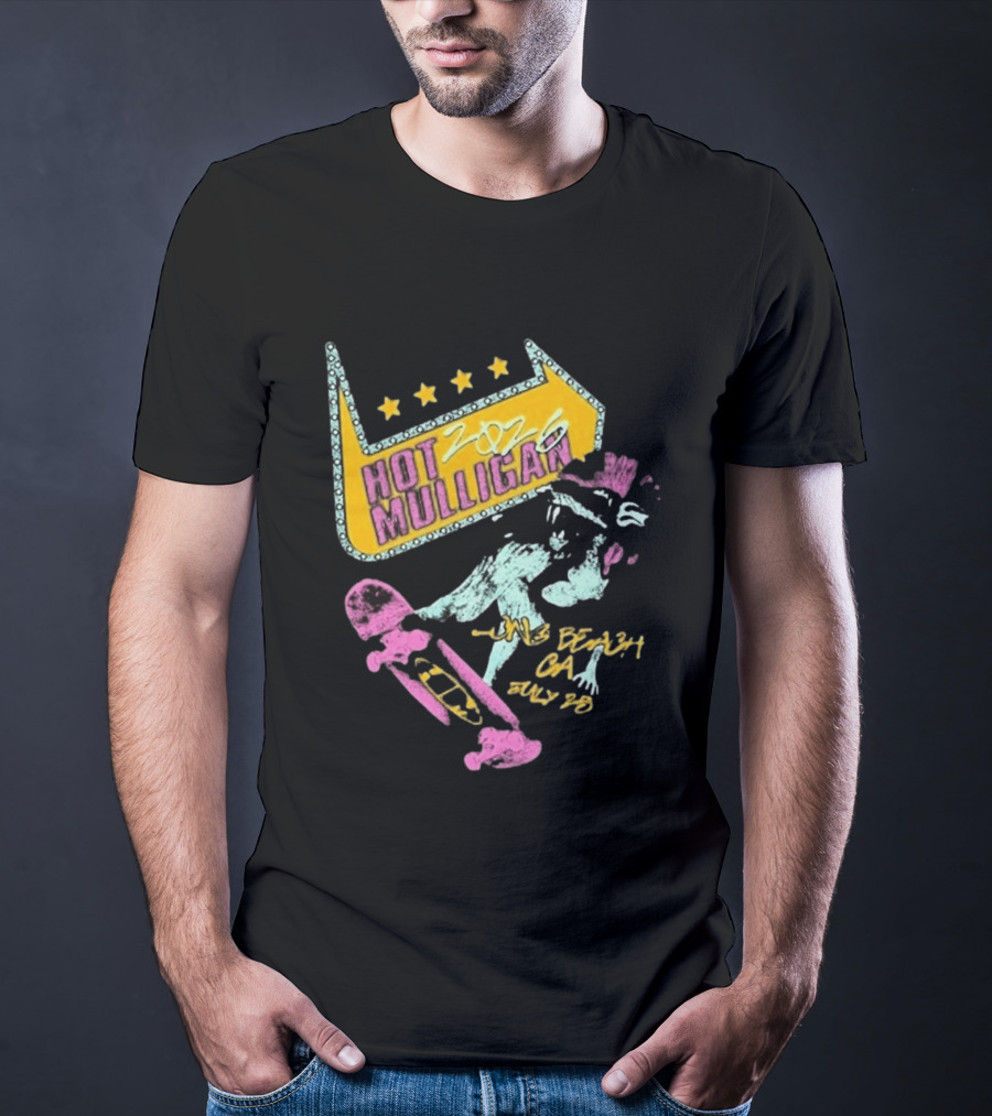 Hot Mulligan Long Beach CA 2026 Warped Tour July 25 Skateboarding Art With Stars T-Shirt