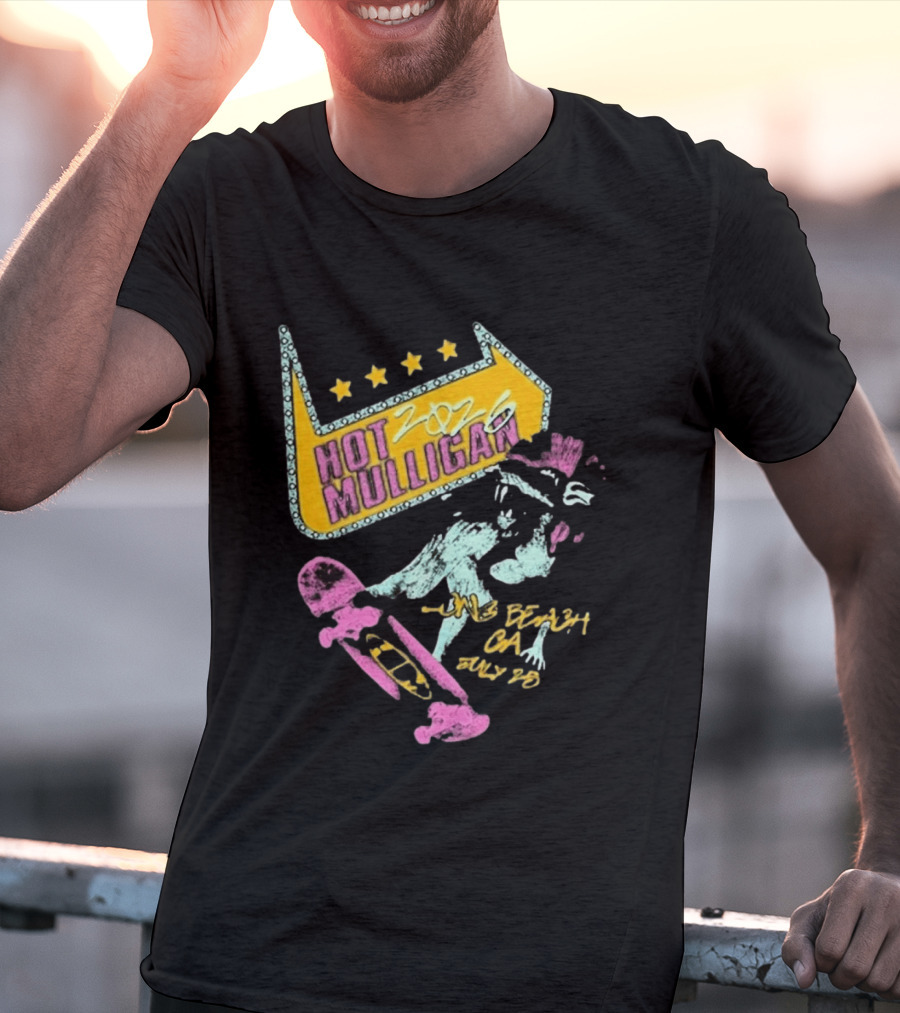 Hot Mulligan Long Beach CA 2026 Warped Tour July 25 Skateboarding Art With Stars T-Shirt