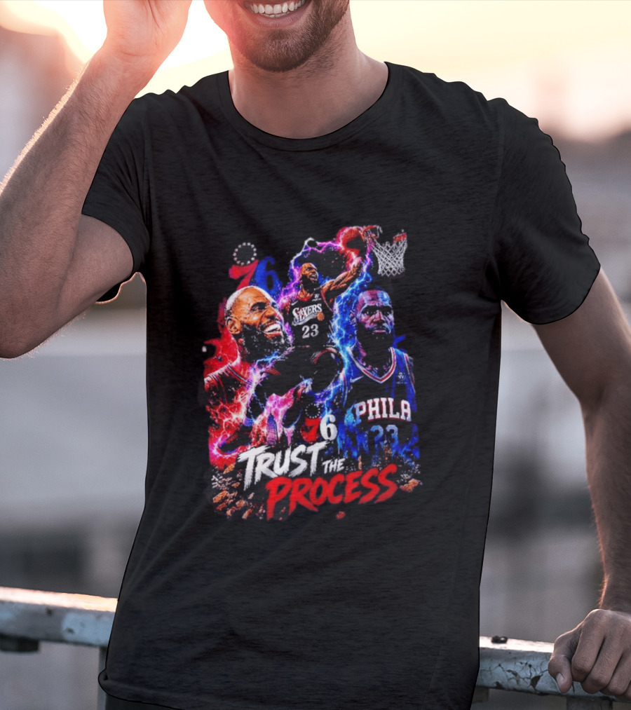LeBron James Philadelphia 76ers 23 Trust The Process 76 Lightning Energy T-Shirt