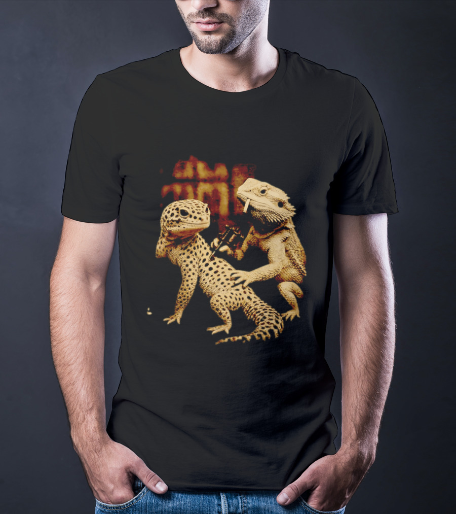 Leopard Gecko Tattoo By Bearded Dragon With Spray Paint Graffiti T-Shirt