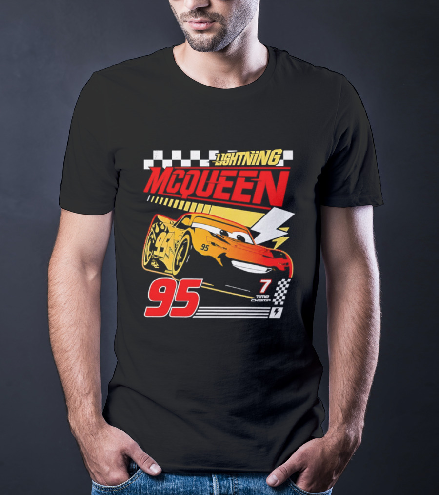 Lightning McQueen Racing 95 Champion Car Number 7 Lightning Bolt T-Shirt