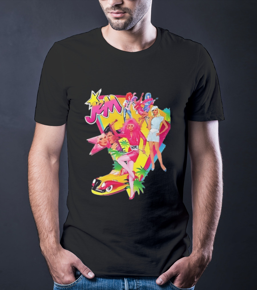Jem 80s Cartoon Band Pop Music Star Singer Fashion Aesthetic Retro Characters T-Shirt