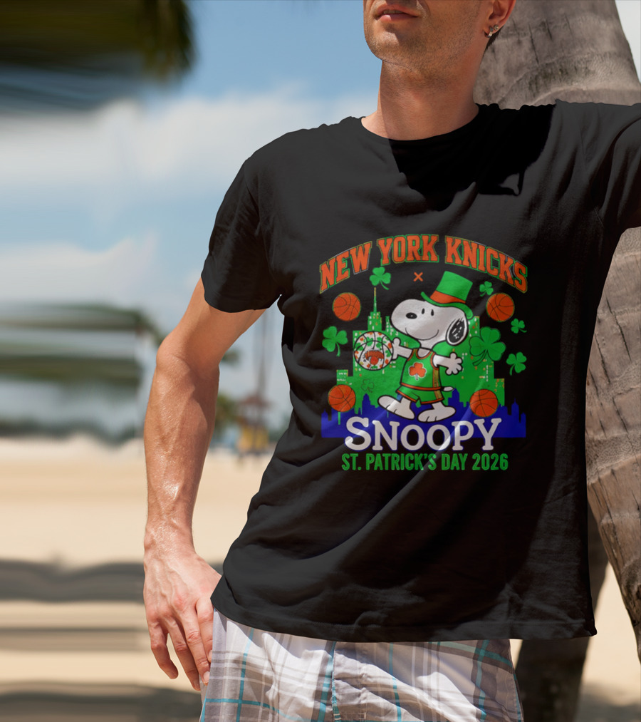 New York Knicks Snoopy St Patrick's Day 2026 Celebration T-Shirt