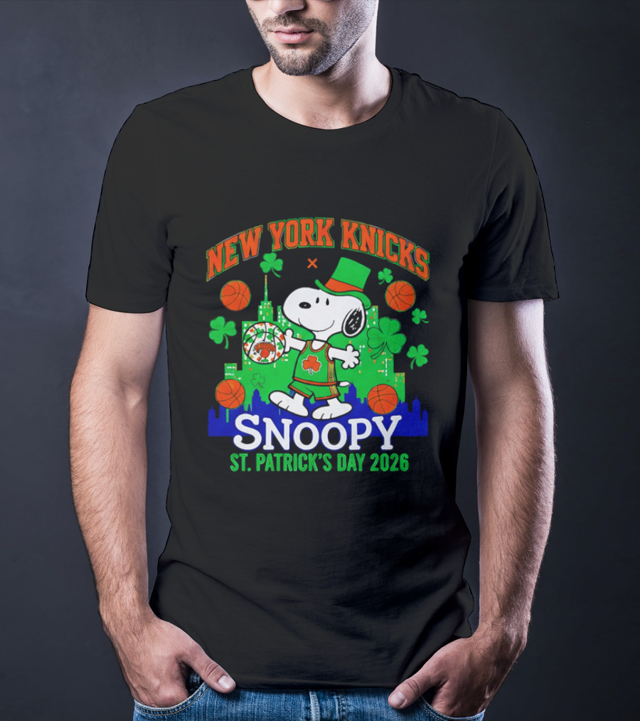New York Knicks Snoopy St Patrick's Day 2026 Celebration T-Shirt