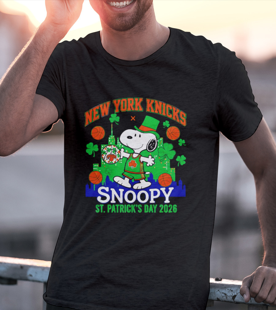 New York Knicks Snoopy St Patrick's Day 2026 Celebration T-Shirt