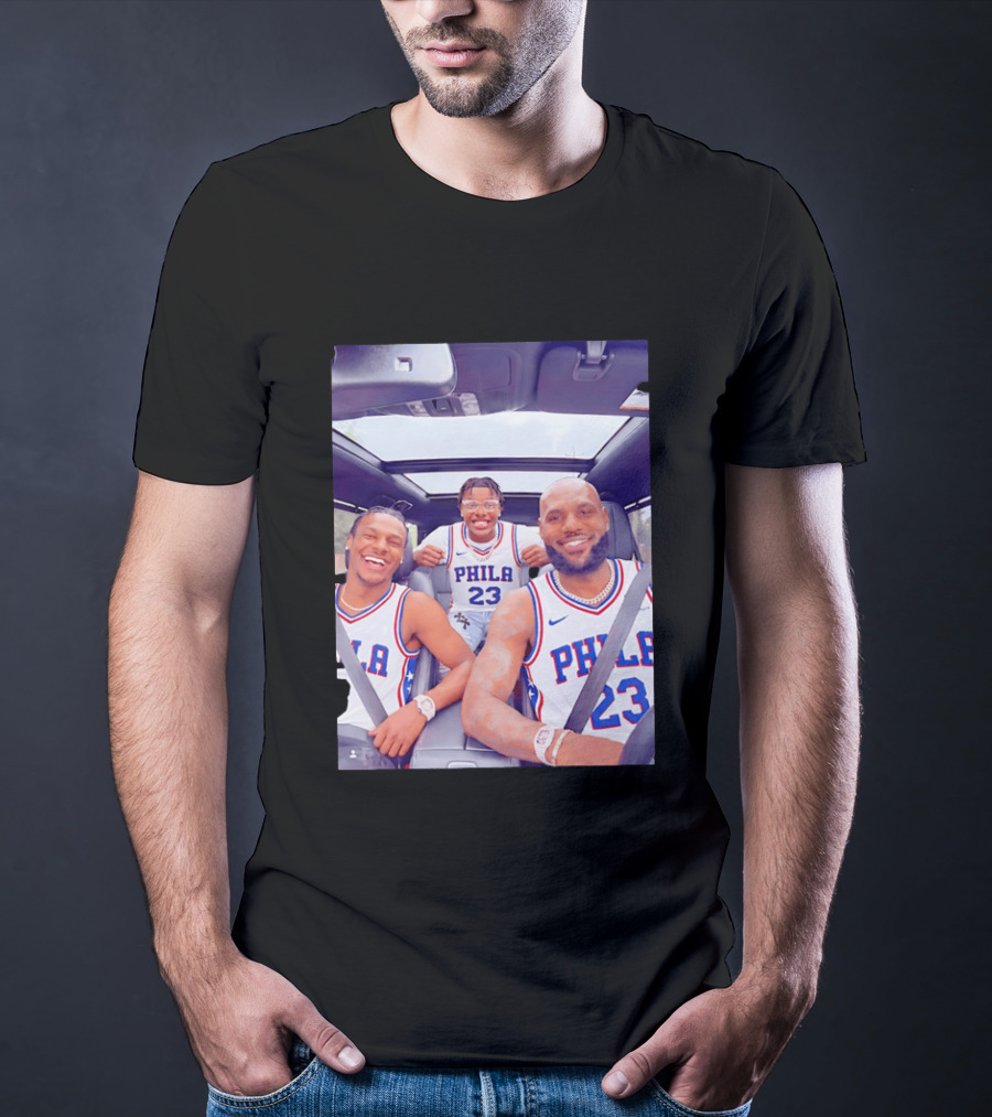 Phila 23 Lebron James Bronny James Philadelphia 76Ers Team Jersey T-Shirt
