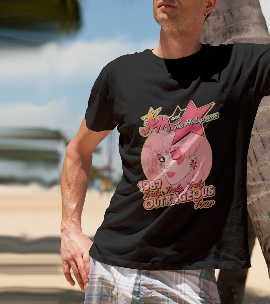 1987 Truly Outrageous Tour Jem And The Holograms Retro Pink Star T-Shirt