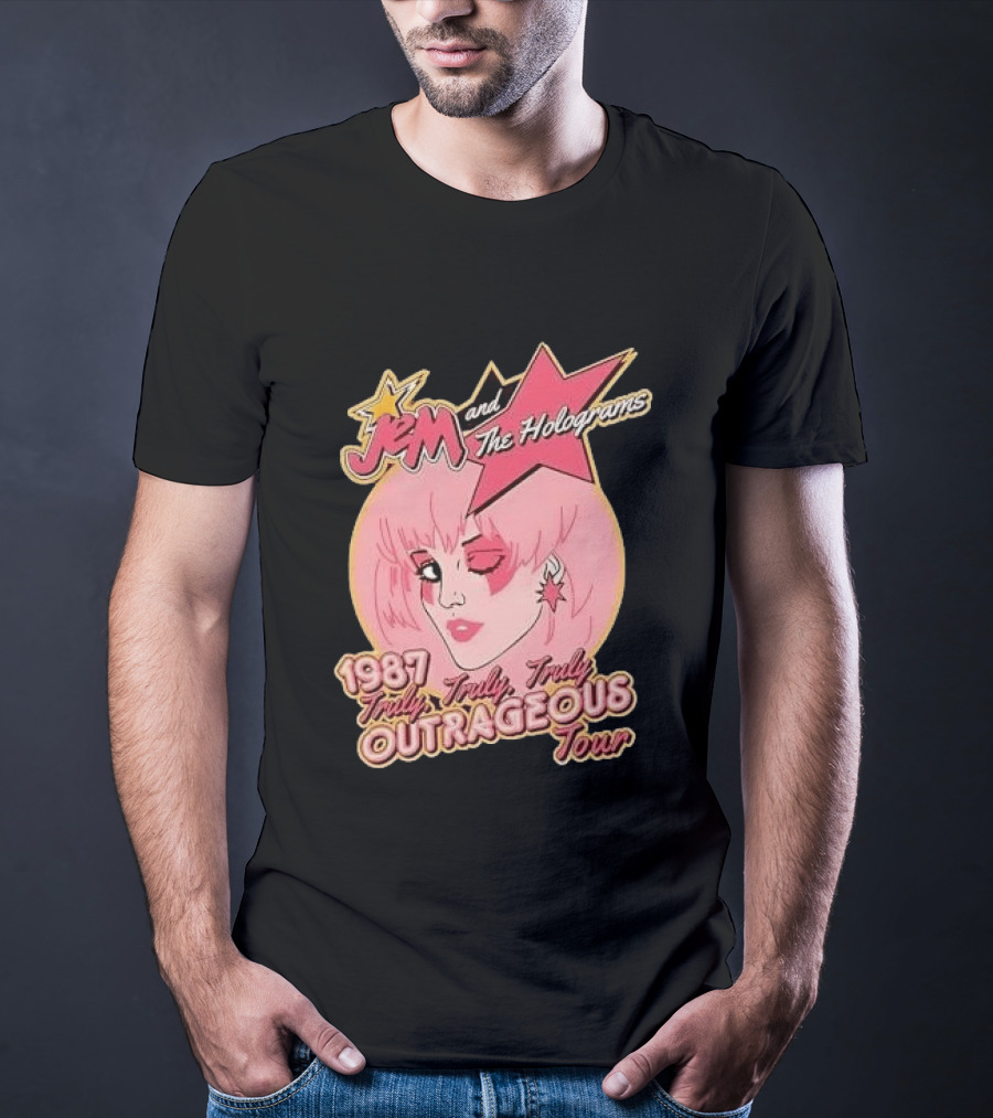 1987 Truly Outrageous Tour Jem And The Holograms Retro Pink Star T-Shirt