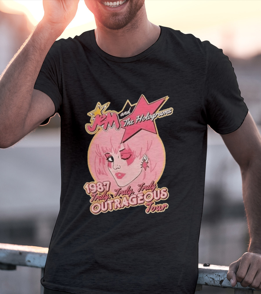 1987 Truly Outrageous Tour Jem And The Holograms Retro Pink Star T-Shirt