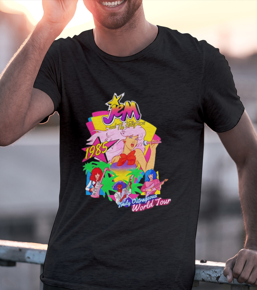 Jem And The Holograms 1985 Truly Outrageous World Tour Retro Concert Fan T-Shirt