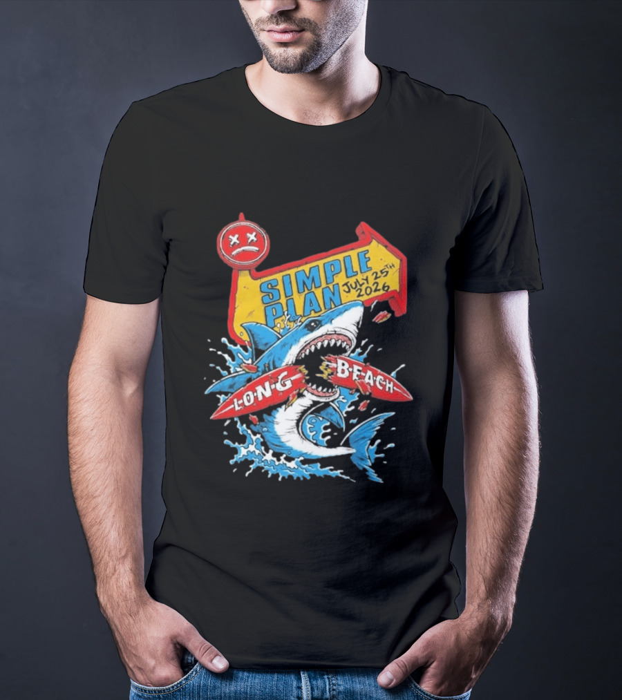 Simple Plan Shark Long Beach July 25 2026 T-Shirt