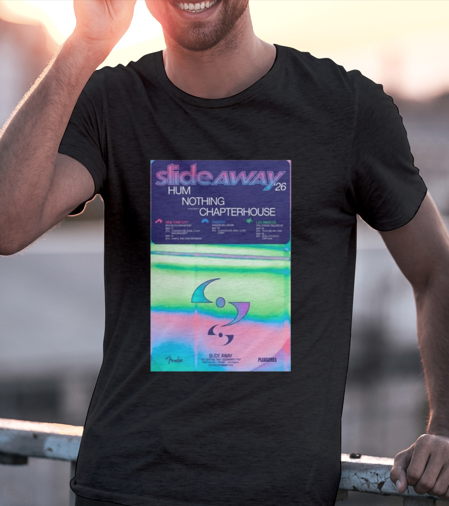 Slide Away 26 Tour Featuring Hum Nothing Chapterhouse May 2026 New York City Chicago Los Angeles T-Shirt