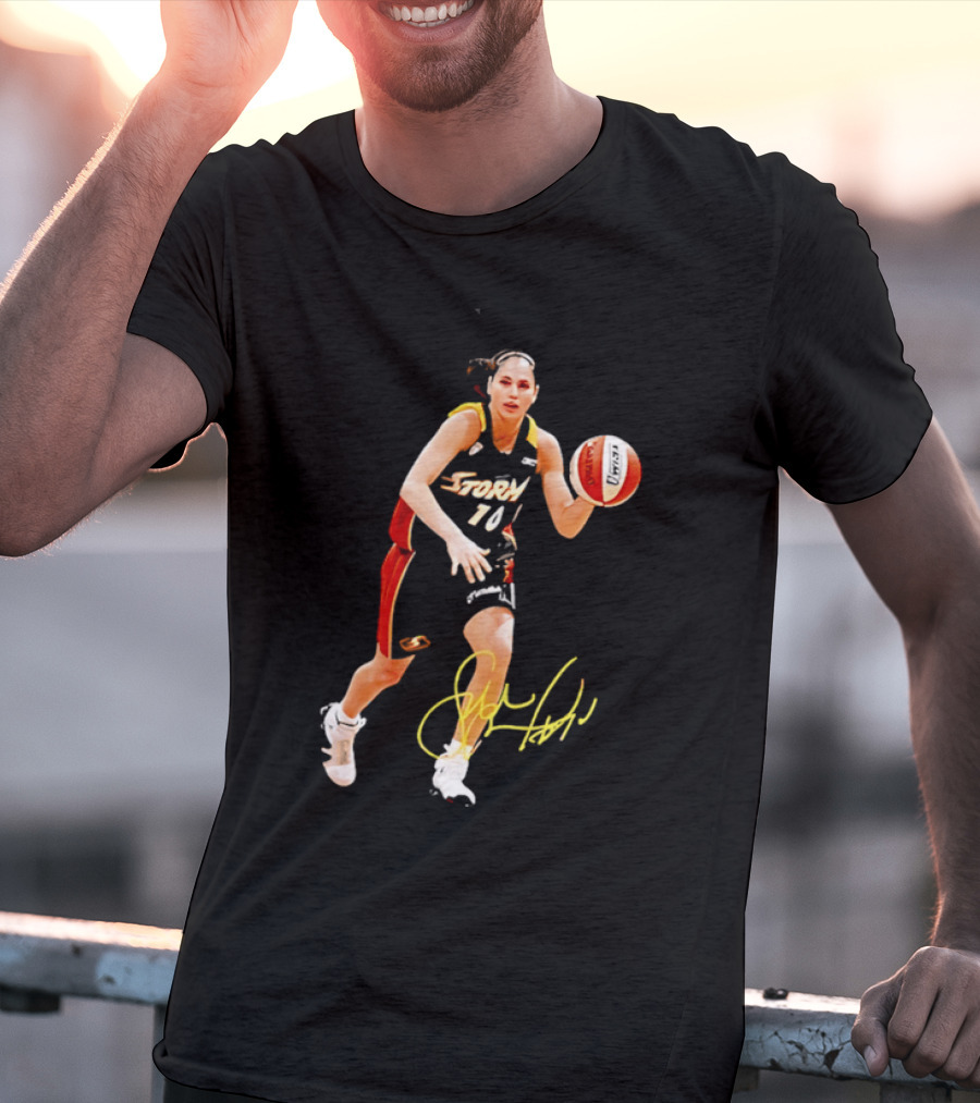 Sue Bird Autograph Seattle Storm Dribbling Basketball 10 T-Shirt