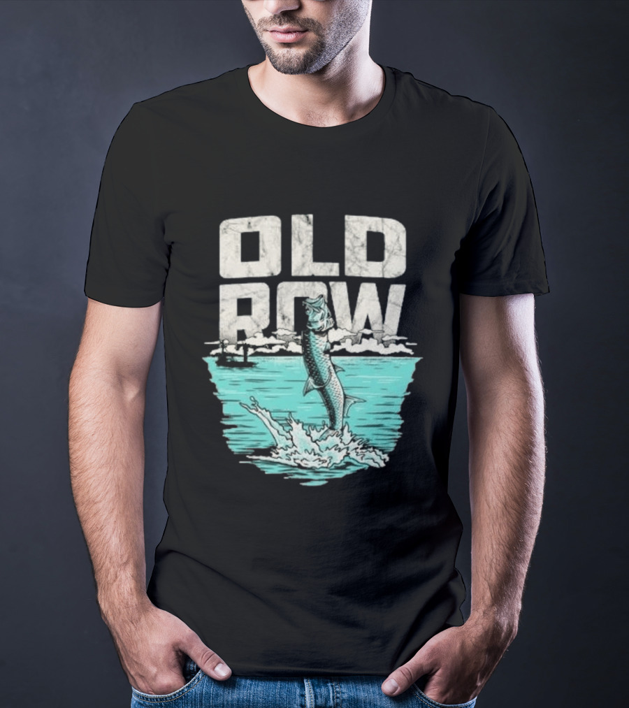 Old Row Tarpon Jumping Fishing Scene T-Shirt