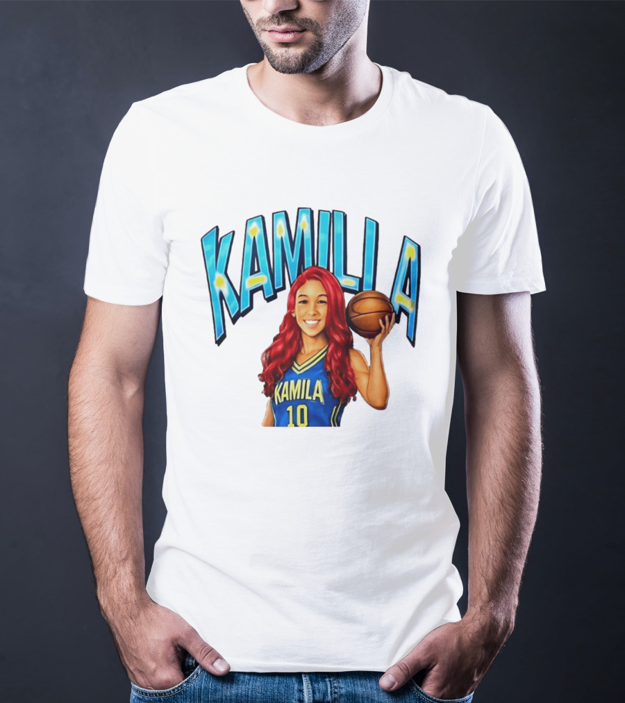 Kamilla Cardoso Basketball Art With Blue And Yellow Jersey T-Shirt