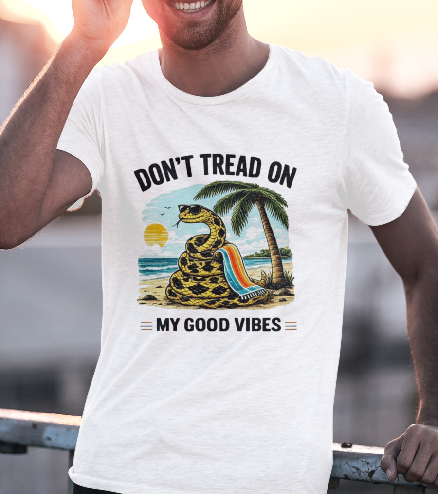 Don't Tread On My Good Vibes Beach Snake Palm Tree Summer T-Shirt