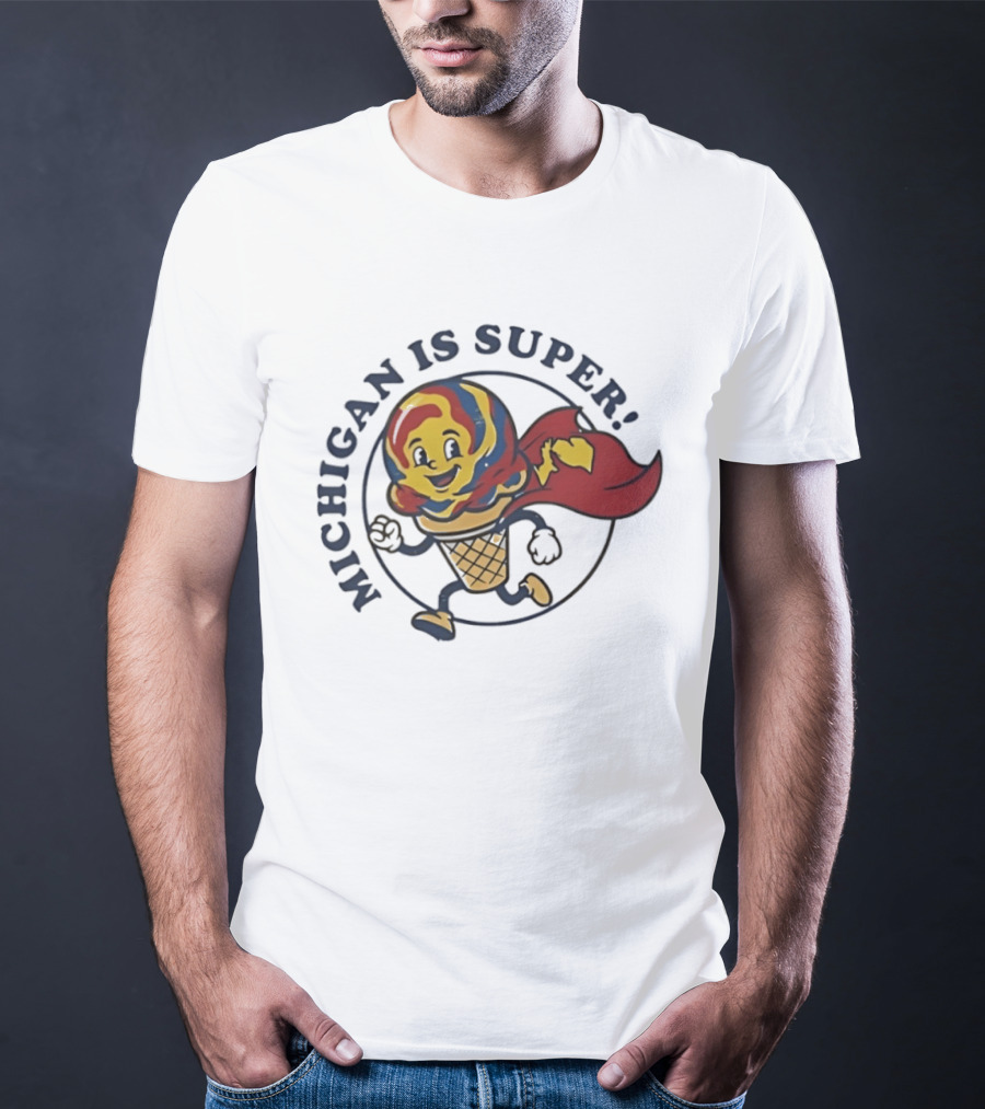 Michigan Is Super Superman Ice Cream Hero Cape Scoops T-Shirt